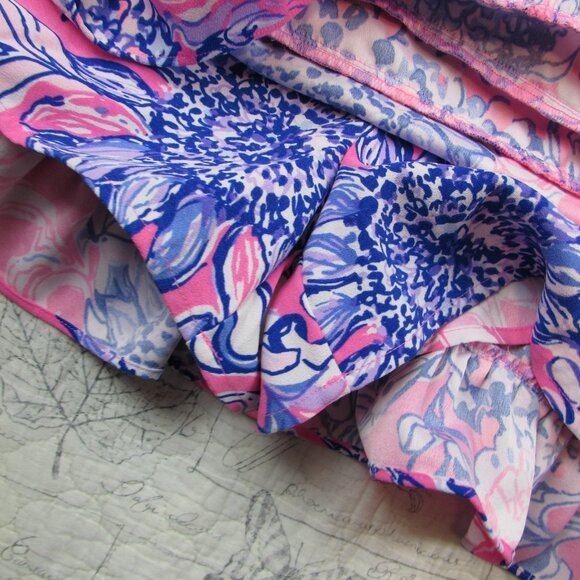 Lilly Pulitzer Marla Romper Sun Drenched Pink Tropics Ruffle Hem Dress Plus 16 - Picture 5 of 9